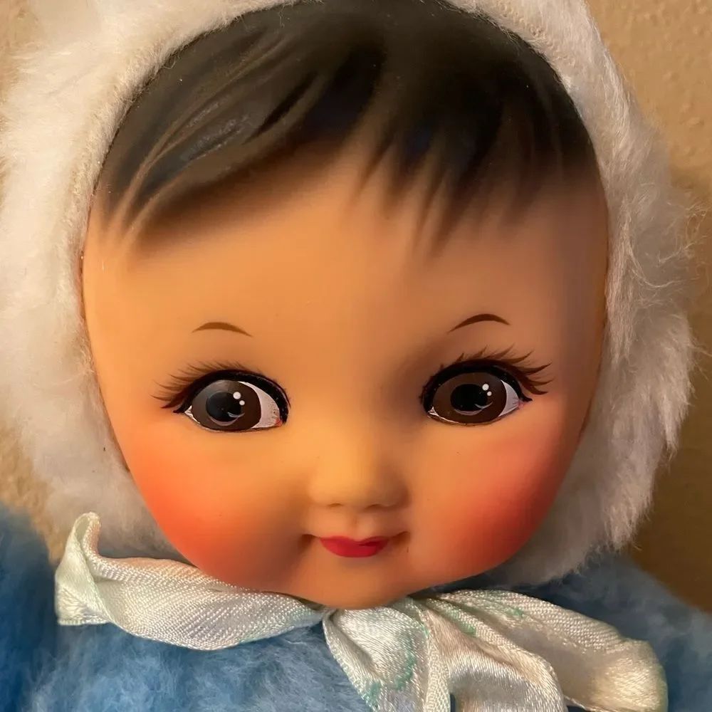 Rubber Face Doll Vintage Hand Painted Face Made in China Original Tag 16 inches